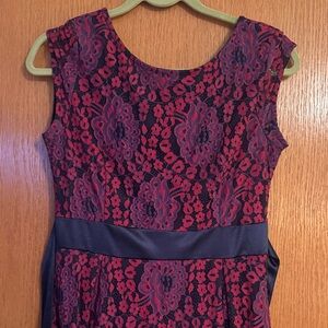 Miusol Navy and Red Lace Dress